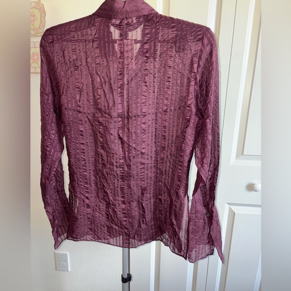 Frame Sheer Burgundy Button Down Shirt - Picture 4 of 9